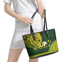 Samoa SUP Leather Tote Bag Samoan Motif Patterns - Polynesian Pride
