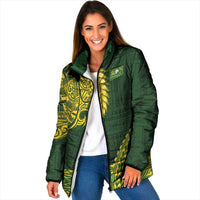 Samoa SUP Padded Jacket Samoan Motif Patterns LT9 Women Green - Polynesian Pride