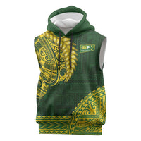 Samoa SUP Sleeveless Hoodie Samoan Motif Patterns LT9 Green - Polynesian Pride
