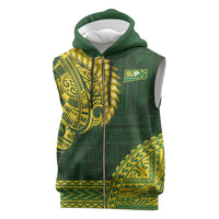 Samoa SUP Sleeveless Zip Hoodie Samoan Motif Patterns LT9 Green - Polynesian Pride
