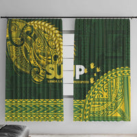 Samoa SUP Window Curtain Samoan Motif Patterns LT9 With Hooks Green - Polynesian Pride