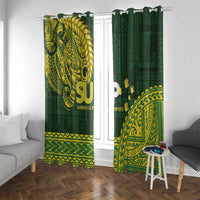 Samoa SUP Window Curtain Samoan Motif Patterns LT9 With Grommets Green - Polynesian Pride