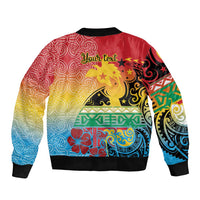 Personalised Torba PNG Day Bomber Jacket Oro Tapa Pattern - Polynesian Pride