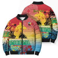 Personalised Torba PNG Day Bomber Puffer Jacket Oro Tapa Pattern - Polynesian Pride