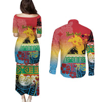Personalised Torba PNG Day Couples Matching Puletasi and Long Sleeve Button Shirt Oro Tapa Pattern - Polynesian Pride