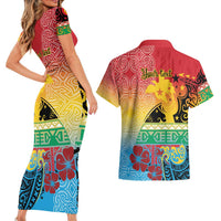 Personalised Torba PNG Day Couples Matching Short Sleeve Bodycon Dress and Hawaiian Shirt Oro Tapa Pattern - Polynesian Pride