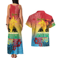 Personalised Torba PNG Day Couples Matching Tank Maxi Dress and Hawaiian Shirt Oro Tapa Pattern - Polynesian Pride