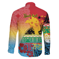 Personalised Torba PNG Day Family Matching Off The Shoulder Long Sleeve Dress and Hawaiian Shirt Oro Tapa Pattern - Polynesian Pride