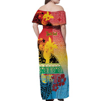 Personalised Torba PNG Day Family Matching Off Shoulder Maxi Dress and Hawaiian Shirt Oro Tapa Pattern - Polynesian Pride