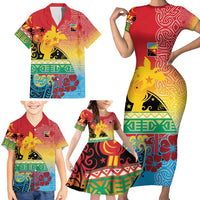 Personalised Torba PNG Day Family Matching Short Sleeve Bodycon Dress and Hawaiian Shirt Oro Tapa Pattern - Polynesian Pride