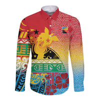 Personalised Torba PNG Day Long Sleeve Button Shirt Oro Tapa Pattern - Polynesian Pride