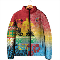 Personalised Torba PNG Day Padded Jacket Oro Tapa Pattern - Polynesian Pride