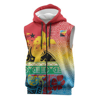 Personalised Torba PNG Day Sleeveless Zip Hoodie Oro Tapa Pattern LT9 Green - Polynesian Pride