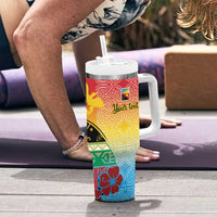 Personalised Torba PNG Day Tumbler With Handle Oro Tapa Pattern - Polynesian Pride