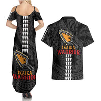 Aloha Spirit Ikaika Warrior Helmet Couples Matching Summer Maxi Dress and Hawaiian Shirt