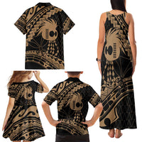 Ikaika Hawaiian Mythic Koa Tribal Warrior Family Matching Tank Maxi Dress and Hawaiian Shirt