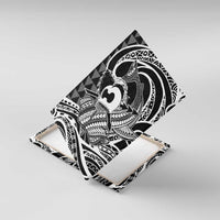 Koa Ikaika Warrior Helmet with Shark Canvas Wall Art Black Kakau Style LT9 With Frame Black - Polynesian Pride