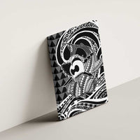 Koa Ikaika Warrior Helmet with Shark Canvas Wall Art Black Kakau Style LT9 - Polynesian Pride