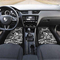 Koa Ikaika Warrior Helmet with Shark Car Mats Black Kakau Style LT9 Set 2pcs - Front Black - Polynesian Pride