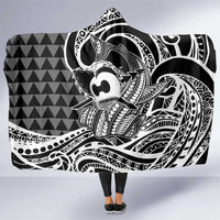 Koa Ikaika Warrior Helmet with Shark Hooded Blanket Black Kakau Style LT9 One Size Black - Polynesian Pride