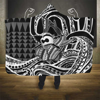 Koa Ikaika Warrior Helmet with Shark Hooded Blanket Black Kakau Style LT9 - Polynesian Pride