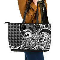 Koa Ikaika Warrior Helmet with Shark Leather Tote Bag Black Kakau Style LT9 - Polynesian Pride