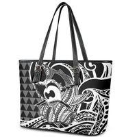 Koa Ikaika Warrior Helmet with Shark Leather Tote Bag Black Kakau Style LT9 - Polynesian Pride