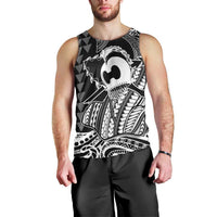 Koa Ikaika Warrior Helmet with Shark Men Tank Top Black Kakau Style LT9 - Polynesian Pride