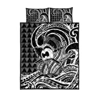 Koa Ikaika Warrior Helmet with Shark Quilt Bed Set Black Kakau Style LT9 - Polynesian Pride