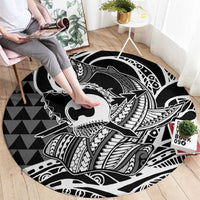 Koa Ikaika Warrior Helmet with Shark Round Carpet Black Kakau Style