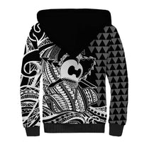 Koa Ikaika Warrior Helmet with Shark Sherpa Hoodie Black Kakau Style LT9 - Polynesian Pride