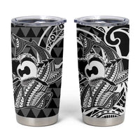 Koa Ikaika Warrior Helmet with Shark Tumbler Cup Black Kakau Style LT9 Black - Polynesian Pride