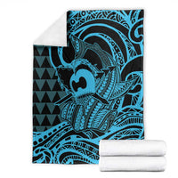 Koa Ikaika Warrior Helmet with Shark Blanket Blue Kakau Style LT9 - Polynesian Pride