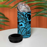 Koa Ikaika Warrior Helmet with Shark 4 in 1 Can Cooler Tumbler Blue Kakau Style