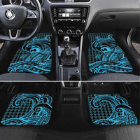 Koa Ikaika Warrior Helmet with Shark Car Mats Blue Kakau Style LT9 Set 4pcs Blue - Polynesian Pride