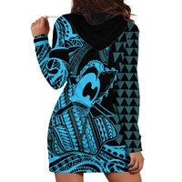 Koa Ikaika Warrior Helmet with Shark Hoodie Dress Blue Kakau Style LT9 - Polynesian Pride