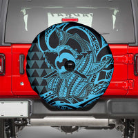 Koa Ikaika Warrior Helmet with Shark Spare Tire Cover Blue Kakau Style LT9 - Polynesian Pride