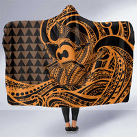 Koa Ikaika Warrior Helmet with Shark Hooded Blanket Gold Kakau Style LT9 One Size Gold - Polynesian Pride