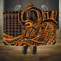 Koa Ikaika Warrior Helmet with Shark Hooded Blanket Gold Kakau Style LT9 - Polynesian Pride
