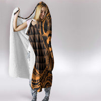 Koa Ikaika Warrior Helmet with Shark Hooded Blanket Gold Kakau Style LT9 - Polynesian Pride