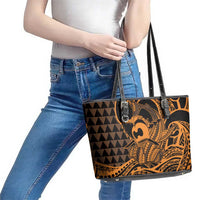 Koa Ikaika Warrior Helmet with Shark Leather Tote Bag Gold Kakau Style LT9 - Polynesian Pride