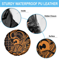 Koa Ikaika Warrior Helmet with Shark Spare Tire Cover Gold Kakau Style LT9 - Polynesian Pride
