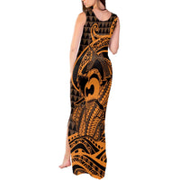 Koa Ikaika Warrior Helmet with Shark Tank Maxi Dress Gold Kakau Style LT9 - Polynesian Pride