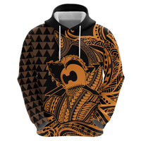 Koa Ikaika Warrior Helmet with Shark Zip Hoodie Gold Kakau Style