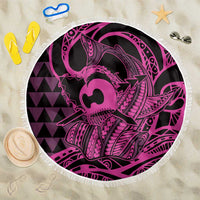 Koa Ikaika Warrior Helmet with Shark Beach Blanket Pink Kakau Style LT9 One Size 150cm Pink - Polynesian Pride
