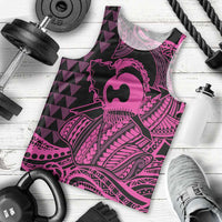 Koa Ikaika Warrior Helmet with Shark Men Tank Top Pink Kakau Style LT9 - Polynesian Pride