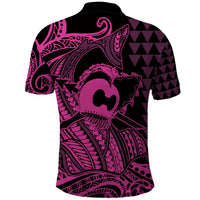 Koa Ikaika Warrior Helmet with Shark Polo Shirt Pink Kakau Style