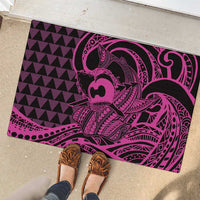 Koa Ikaika Warrior Helmet with Shark Rubber Doormat Pink Kakau Style LT9 - Polynesian Pride