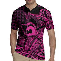 Koa Ikaika Warrior Helmet with Shark Rugby Jersey Pink Kakau Style LT9 - Polynesian Pride