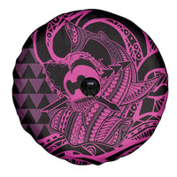 Koa Ikaika Warrior Helmet with Shark Spare Tire Cover Pink Kakau Style LT9 - Polynesian Pride